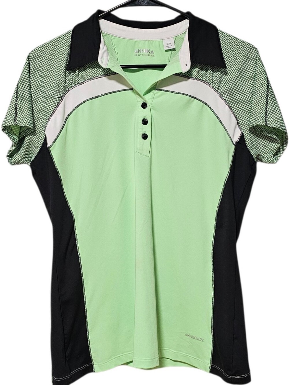 Annika By Cutter & Buck Women's Green & Black Poly Blend Performance Polo Size M